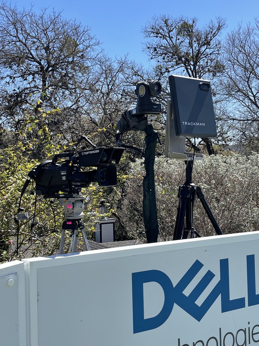 mcginleygolf's tweet photo. Modern set up behind most tees now at top events - top tracer camera on the left adds so much to the coverage on courses or conditions where shotmaking is at a premium ⁦@SkySportsGolf⁩ https://t.co/QpmdmEXzve