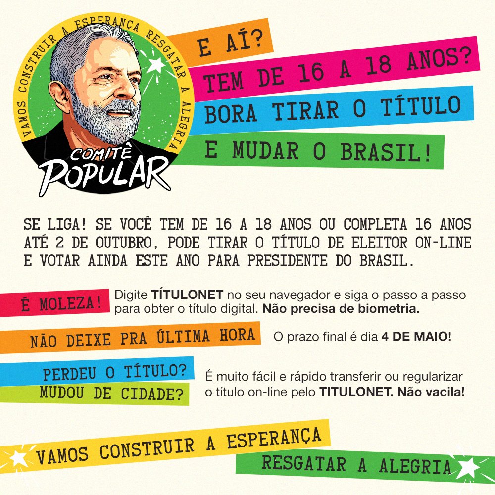 comitespop's tweet photo. BORA GALERA JOVENS 🙆♀️
📲 https://t.co/wvwXJu5Rgn
#SeuVotoImporta #ovOto https://t.co/qX9FrF05dy