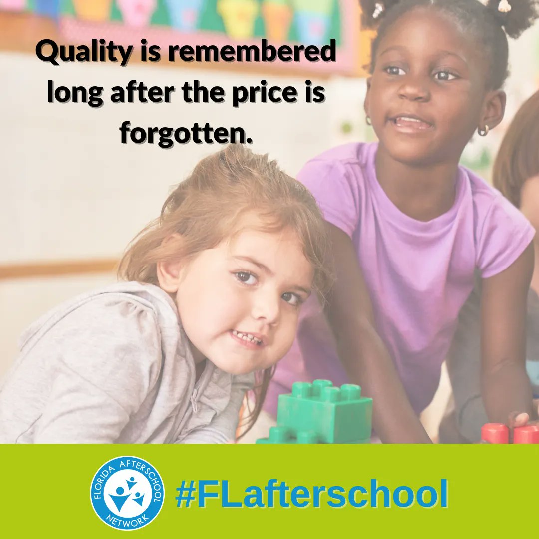 FLafterschool's tweet photo. Quality afterschool impacts kids now and impacts their future. The positive impacts #QualityAfterschool has on our future generations is 'remembered long after the price is forgotten.' #ThursdayThoughts https://t.co/5jVZW18fhw