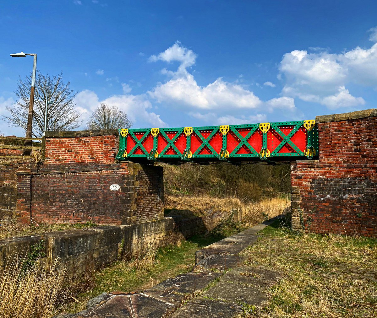 martin_0401's tweet photo. The Meccano bridge at Nob end. I think it looks good 👌 A feature on the Manchester Bolton Bury canal #canal #architecturephotography #Manchester #meccano https://t.co/9N1HwAdXBB