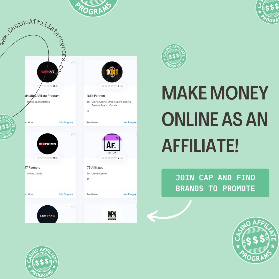 CAPchatter's tweet photo. If you're trying to make some extra money, become an igaming affiliate! Don't know where to start? Find the world's top igaming and sports betting affiliate programs in our affiliate program directory! https://t.co/Nv7baajIhI https://t.co/wLz6StmeFr