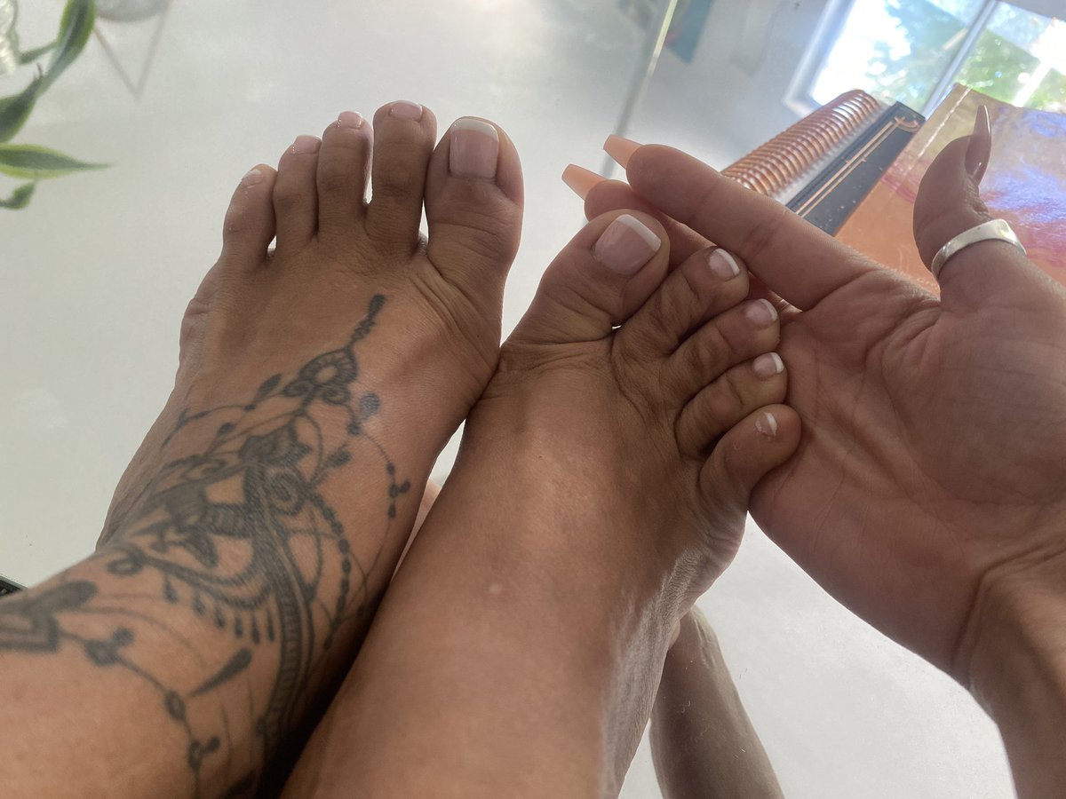 GoddessFelina's tweet photo. First ever French pedi &amp; I’m obsessed!! https://t.co/lJ4l6iQZBA