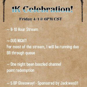 dontbretrippin's tweet photo. I hit 1k last night! <3 Thanks to everyone who has been with me through this journey. 
Come join me for a 1k celebration on 4/1 @ 6pm CST. 
More details about the giveaway on my stream and discord. https://t.co/arJIrLTQWB