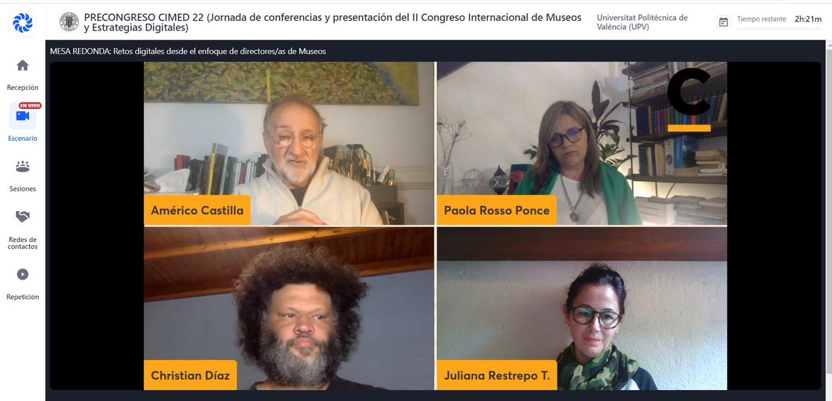 peinadormarta's tweet photo. #RetosDigitales desde el enfoque de directores/as de #museos en #PrecongresoCIMED22
- Actividades educativas, culturales, investigación y #ExposicionesVirtuales en digital
- Equipo + conocimiento + infraestructura digital
- Herramientas digitales q cambian el trabajo en equipo https://t.co/LbwpvTcFGU