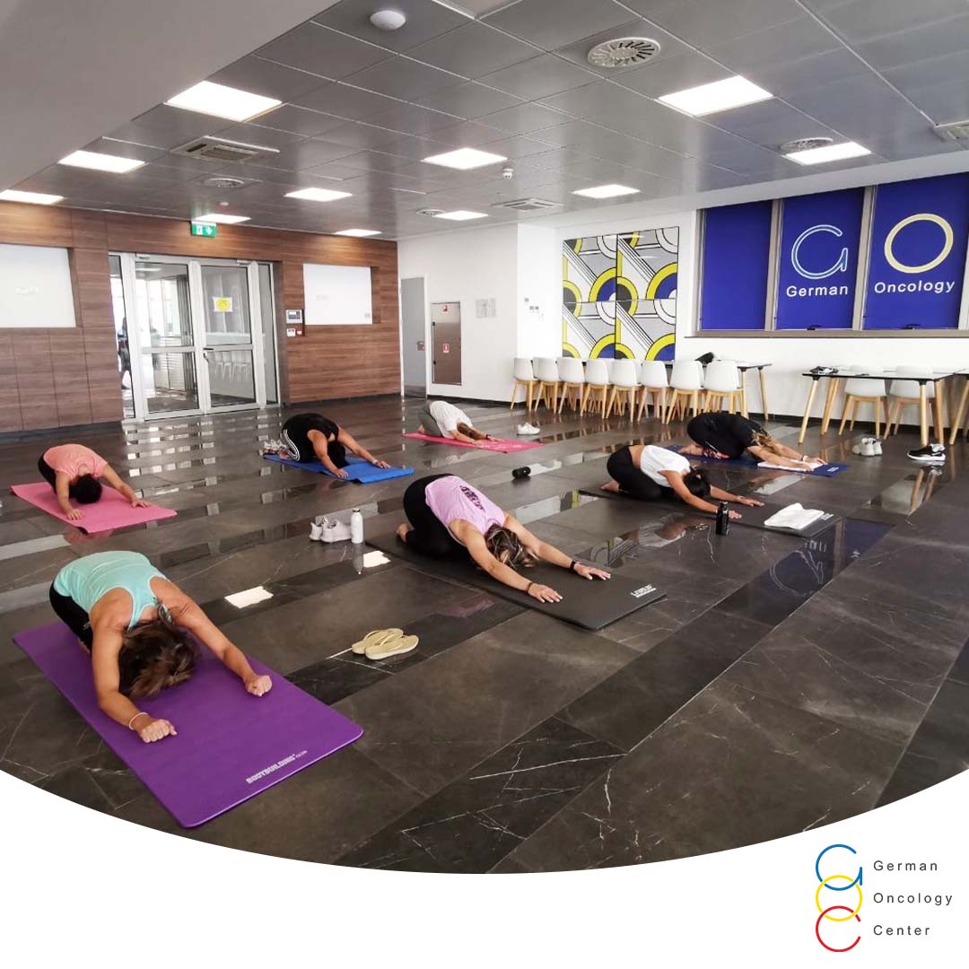 A personalized physical exercise program is recommended for cancer patients. Yoga classes at the German Oncology Center are supervised by Elena Gavriel, who specializes in this field. 
Learn more👉 bit.ly/3iAiG8k  
#GOC #GermanOncologyCenter #GOCYogaClasses #Yoga
