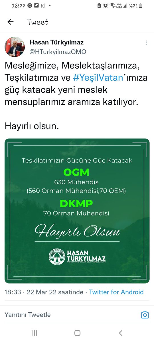 Belirtilen 70 Orman Endüstri mühendisinin tamamının 2020 kpss puanıyla alınmasını istiyoruz
<a href="/HTurkyilmazOMO/">Hasan Türkyılmaz</a>