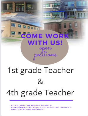SenecaFallsCSD's tweet image. We want YOU to join our team!  Check out our website for more details.  #SFCSDPROUD