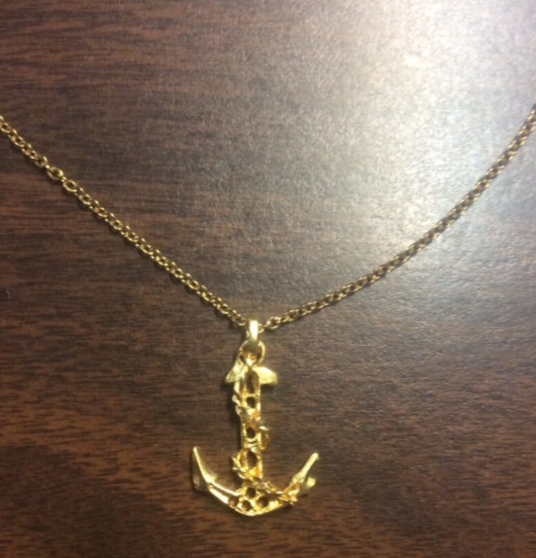Just added! This necklace features a Gold-tone Anchor on a Gold-tone Chain. Available at etsy.com/shop/riversofb… Follow Rivers of Blessings Jewelry and Gifts on Instagram and Twitter!