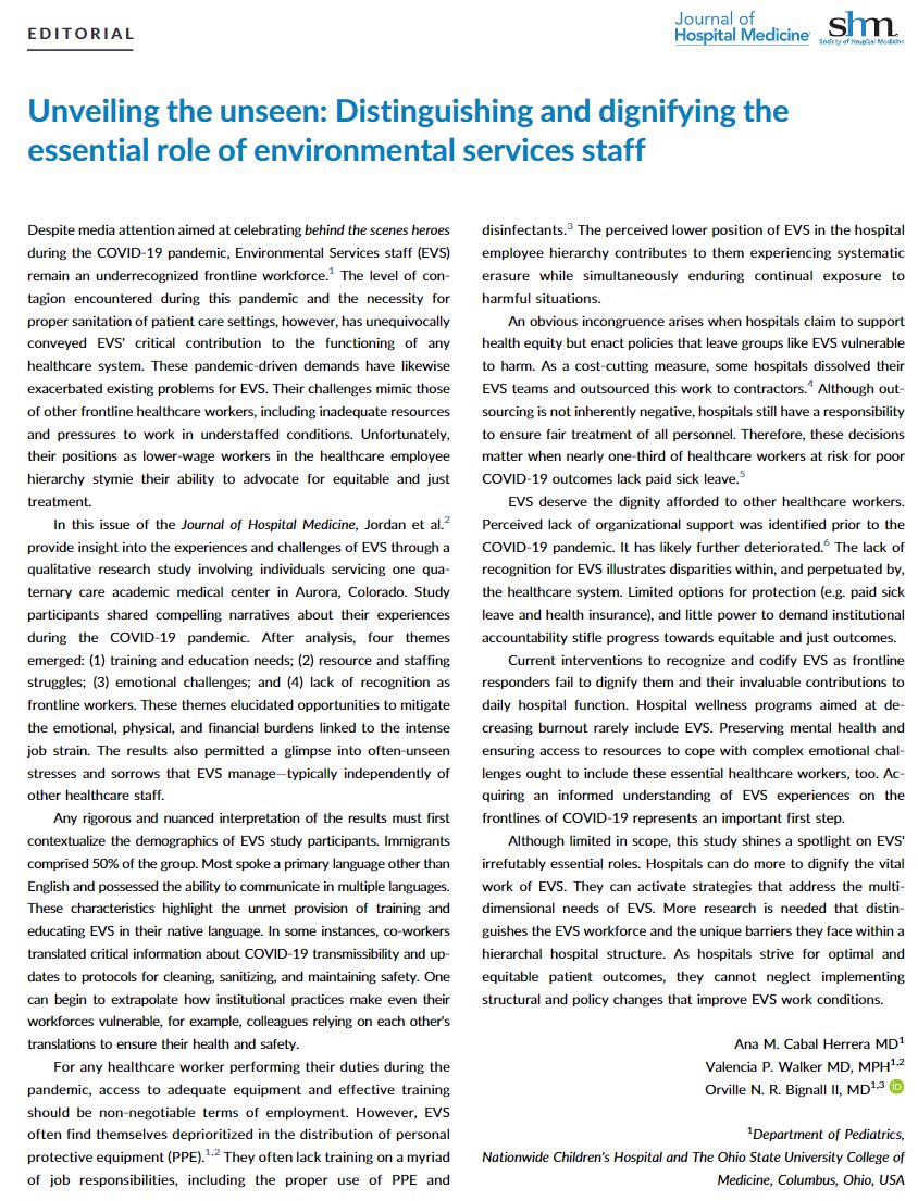 Dr. “Dad” MD, FAAP, FASN (@drraymd) on Twitter photo CELEBRATE CUSTODIAL WORKERS!
Proud of this 🔥 new publication by my resident Dra. Cabal Herrera, friend <a href="/DrV_NeoMD/">V W (She/Hers)</a> & me about the dignity hospital environmental service workers have DESERVED (but NOT received!) during #COVID.
What <a href="/SenBooker/">Sen. Cory Booker</a> called “urgent work!” ✊🏽 CELEBRATE CUSTODIAL WORKERS!
Proud of this 🔥 new publication by my resident Dra. Cabal Herrera, friend <a href="/DrV_NeoMD/">V W (She/Hers)</a> & me about the dignity hospital environmental service workers have DESERVED (but NOT received!) during #COVID.
What <a href="/SenBooker/">Sen. Cory Booker</a> called “urgent work!” ✊🏽