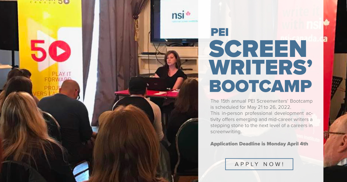 ScriptfestPEI's tweet image. Applications are open until April 4th. peiscreenwritersbootcamp.net
This six-day workshop series is the first step in developing a feature film or tv/web project.    
Our commitment is to provide training and support to the writers for all stages of development opportunities.