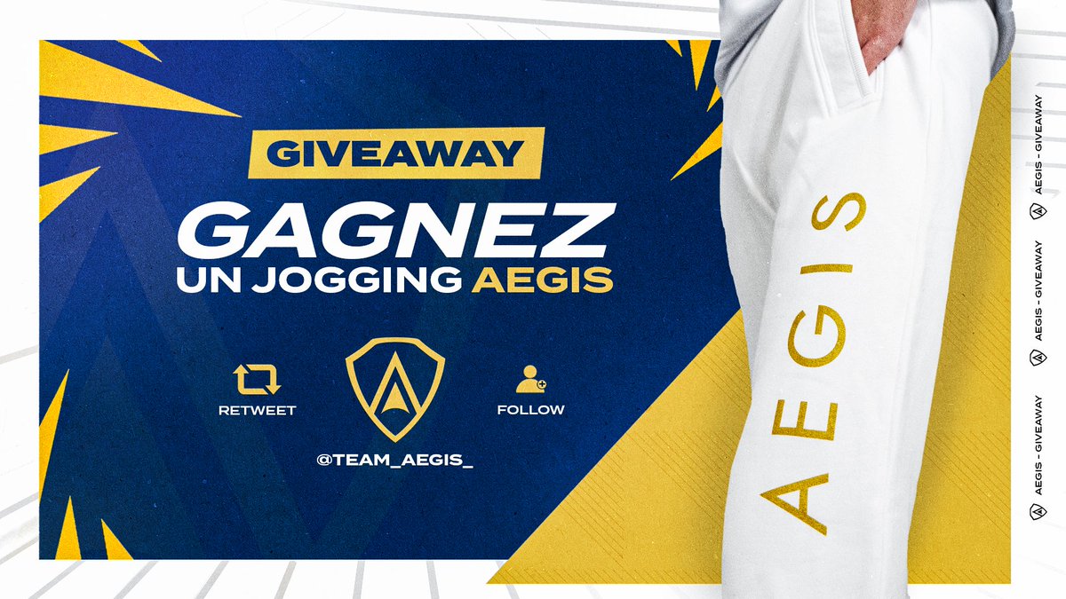 Team_Aegis_'s tweet image. ⚪ ALERTE GIVEAWAY 🟡

A l'occasion du championnat d'Europe disputé par PasDeBol et Un33d, on vous fait gagner un superbe jogging AEGIS !

Pour tenter votre chance, rien de plus simple : #RT ce tweet et #Follow le compte @Team_Aegis_ !

Tirage au sort le jeudi 31/03 👀