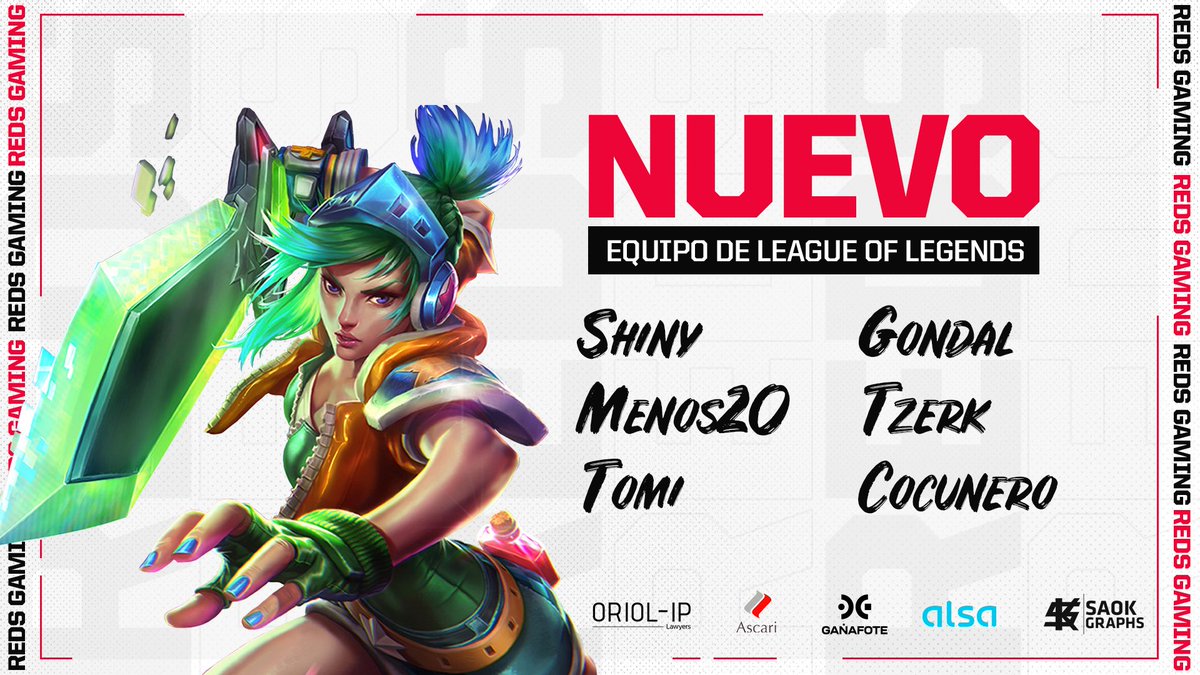 ¡¡Presentación!!
Hoy tenemos el placer de presentar a los integrantes de nuestro equipo de #LoL.

#Shiny
#menos20
#Tomi
#Gondal
#Tzerk
#Cocunero 

Esta noche tienen en <a href="/RankedPlayers/">RP League</a> cita con @OrangeOwlsGadir a las 22:00.

Lo podéis ver en: twitch.tv/kiizord

#GoReds🔴🦅