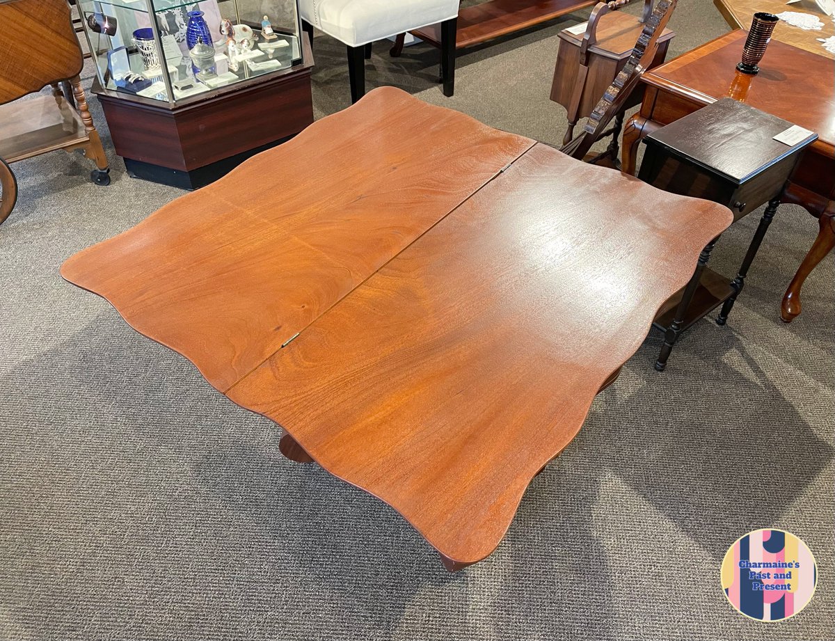 charmainesVic's tweet photo. A marvelous piece for a small space, this mahogany table's top swivels to reveal a handy little storage compartment and folds out into a surface that is perfect for an intimate meal or friendly game of cards! 
See more on our website: 
https://t.co/AJNUnsqleU

#charmaines https://t.co/4qozJKTGWv