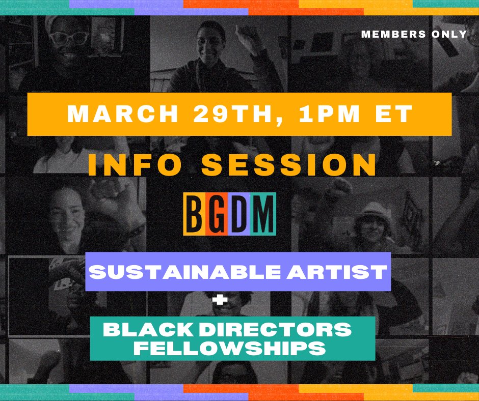 Join us to learn more about our BGDM Sustainable Artist Fellowship and Black Directors Fellowship (for BGDM Members). We’ll walk through the application, offer tips and guidance, and answer any questions. 3/29 @ 1pm ET, register bit.ly/BGDMFellowship…