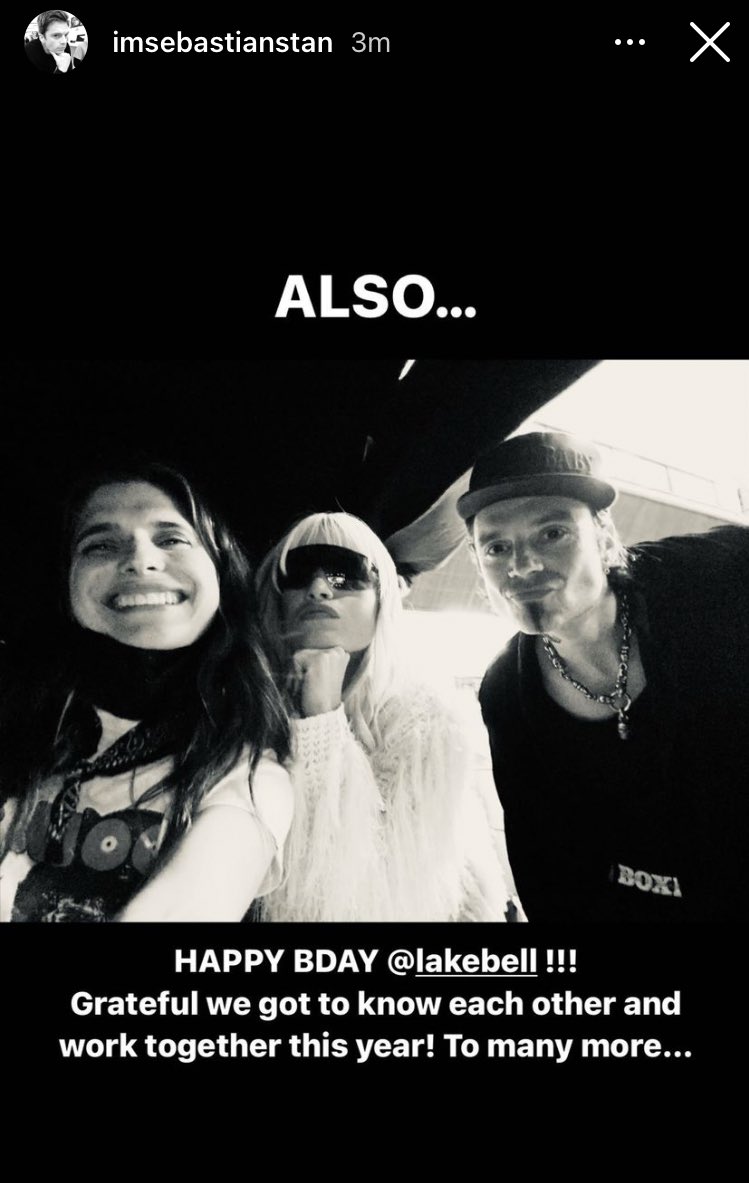 Sebastian wishing costar Lake Bell a Happy Birthday.   
