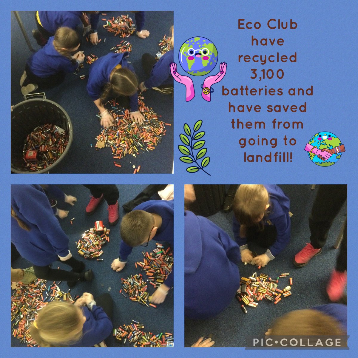 Eco club have been busy recycling batteries. We have collected 3,100 batteries and saved them from landfill. Good job eco ambassadors! You too can be an eco-warrior and collect old batteries and recycle them at our battery bin in school or at a local supermarket.