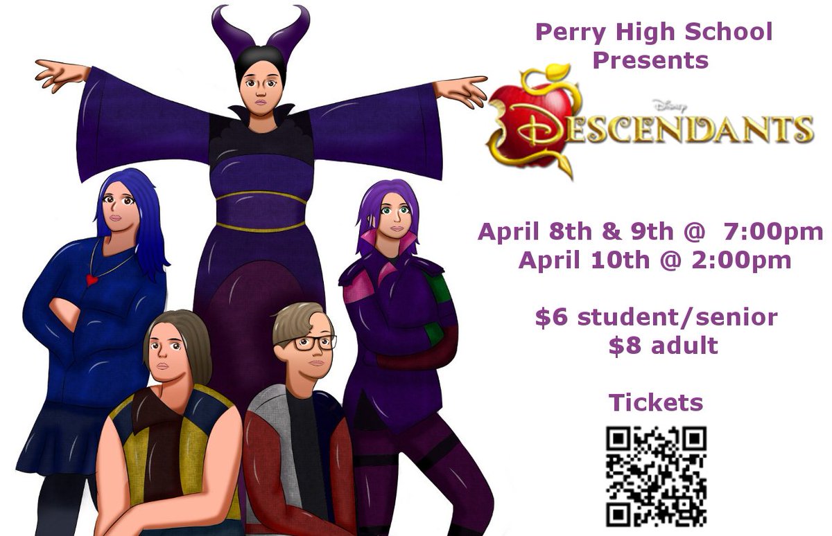 Tickets for Perry High School's Spring Musical, Disney's Descendants, are now available at perry-lake.org/BoxOffice.aspx