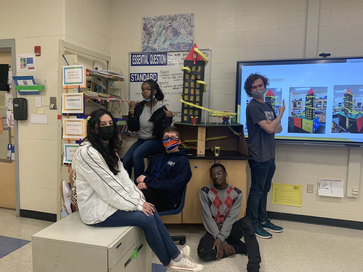 SusanMathewsRNE's tweet photo. Proudly Presenting to you “The King Kong Roller coaster by my 4A honors students Owen, Jasmin,Nicolas , Tyshaun &amp; Karyn. They worked very hard for several weeks to get it working! @mark1_sims @Cavplex @RNECavaliers @northeaststugov @RNECavaliers @RichlandTwo #SCSTEM https://t.co/dd43dx3OZu