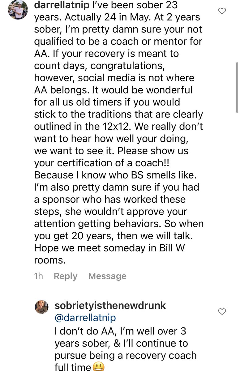 SobrietyITND's tweet photo. It’s people like this that give AA a TERRIBLE reputation.
I’ve received at least 50 messages just like this one & it’s absolutely appalling/disgusting.
This guy is clearly thriving in sobriety…lashing out at a fellow addict like that.
#alcoholicsanonymous #soberwithoutaa https://t.co/4BJuc9m7tf
