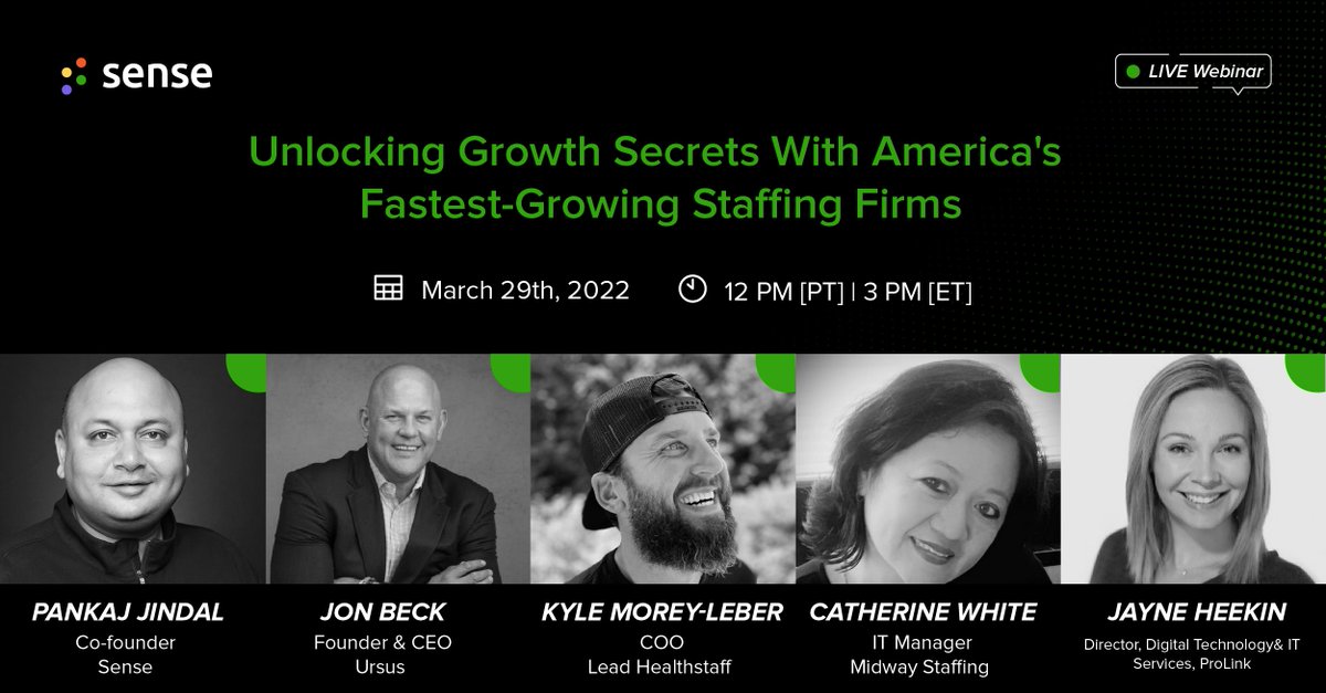 How are staffing firms managing to clock in powerful growth 🚀 despite an unforgiving market? That's precisely what these talent leaders from America's fastest-growing staffing companies will reveal in our upcoming webinar! Register now: bit.ly/3wzvSme