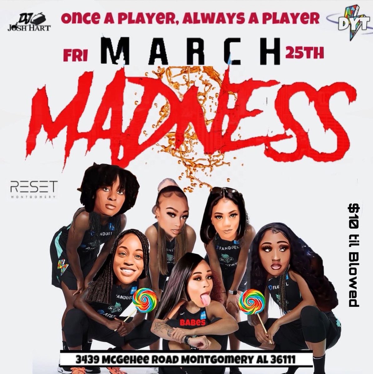 DoYaThangENT's tweet photo. 🚨First 30 Ladies Free!!🚨

This Friday, DYT Presents:

March Madness‼️😈⚡️

🎬 Ladies Skip for Free
🎬 DYT x DJ @SoFreekedKiddo⚡️

March 25th📍Club Reset

Tickets at https://t.co/3pRQR9BdG2🏆

#Bamastate #myasu #myaum #troyu #skegee #RYSASU We Lit‼️ https://t.co/yT0WsYmvba