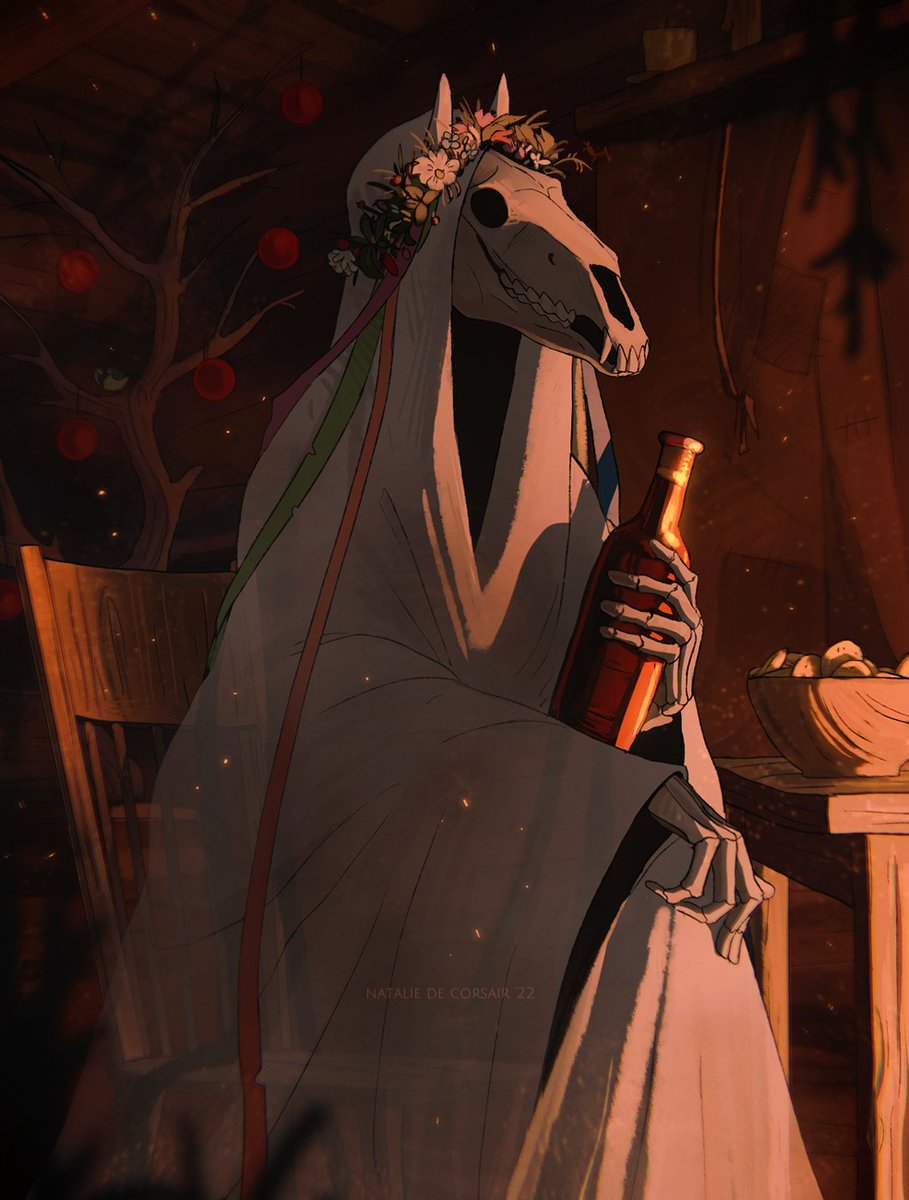 「When Mari Lwyd finally got her treats 」|Natalie de Corsairのイラスト