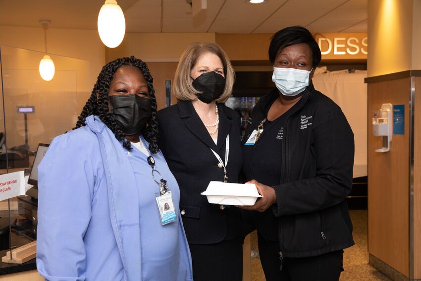 Staff were welcomed to a send-off tea with <a href="/ynhhealth/">Yale New Haven Health</a> CEO, Marna Borgstrom, to share their well-wishes ahead of her retirement at the end of this week. Some shared memories, while others just wanted to offer a congratulations and "thank you" for her 43 years of service.