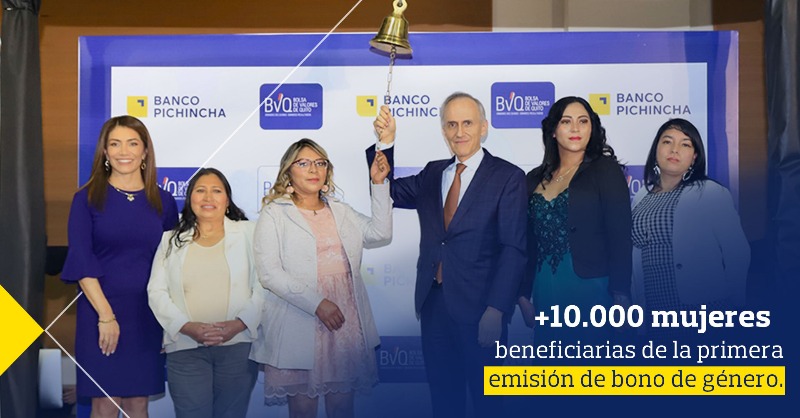BancoPichincha's tweet photo. 🔔 Marcamos un nuevo hito en el sistema financiero nacional al colocar el primer bono social de género por $100 millones, con @BIDInvest e @IFC_org como inversores, para otorgar créditos a microempresas y pymes lideradas por mujeres.