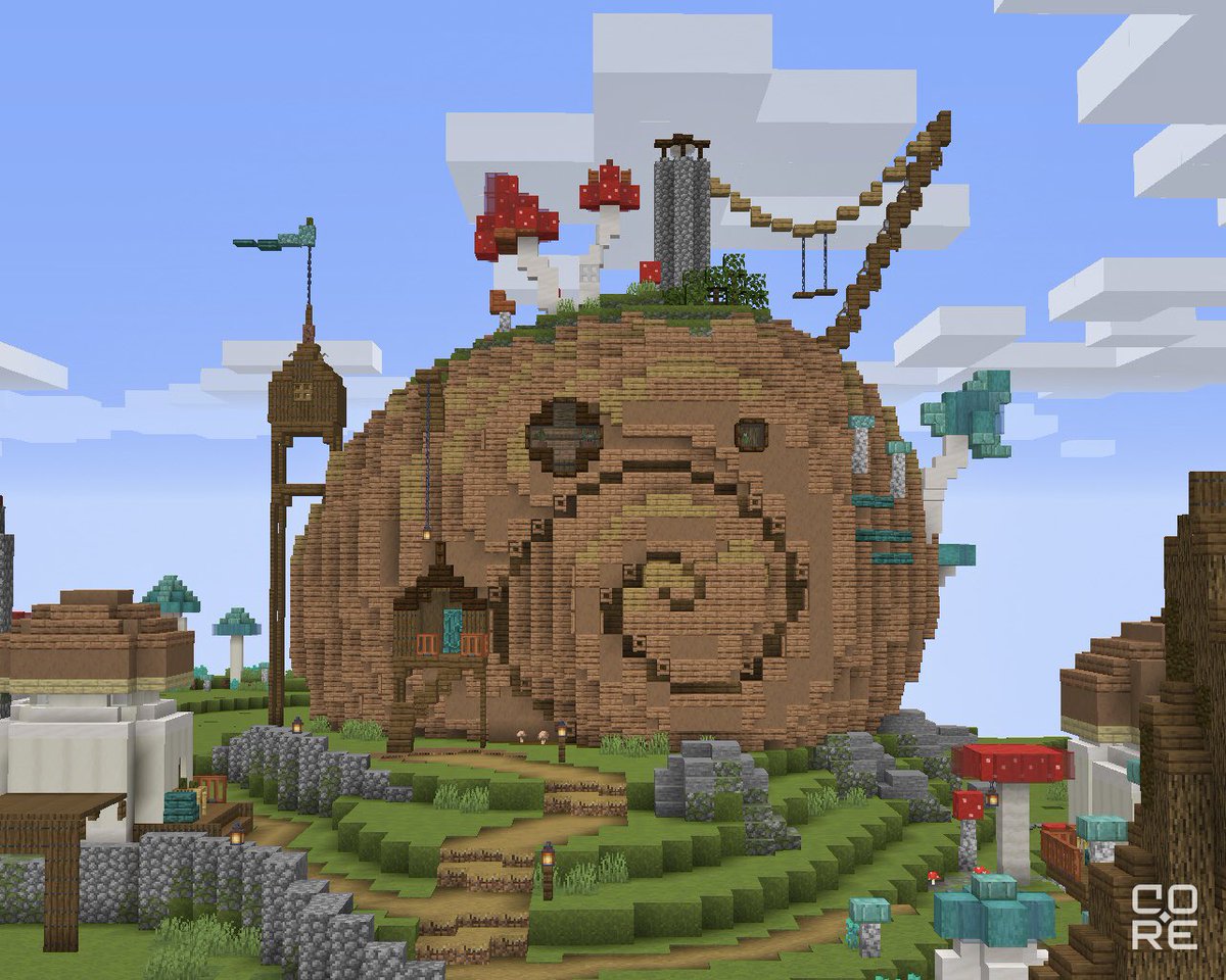 corestudiosmc's tweet photo. A snail shell house in #Minecraft https://t.co/8cfzJhtQyf