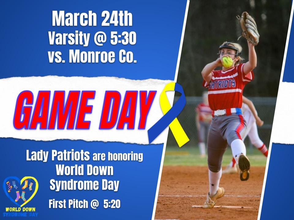 AcsSoftball's tweet photo. HOME OPENER celebrating World Down Syndrome Day! 💛💙 First Pitch @ 5:20! https://t.co/lP7Arzo1QP