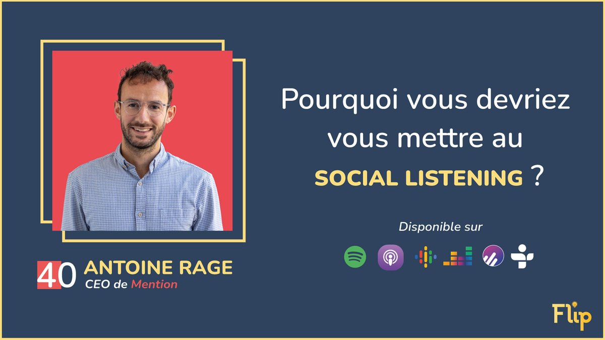 [#Podcast] Comment adapter sa stratégie de communication grâce à l'écoute social ? 

🎙️Conversation avec Antoine Rage, CEO de 
<a href="/Mention/">Mention</a> 

🎧 Bonne écoute 👉bit.ly/3heRCec via 
<a href="/Akaeserge/">Serge Akaeren 🐣</a> 
 
#SocialListening #Socialmedia