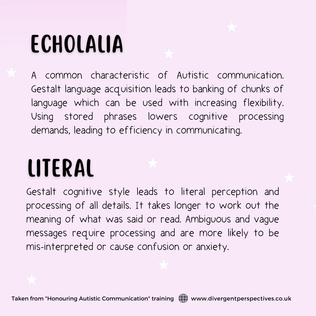 DivergentSLT's tweet photo. What does Autistic communication and interaction look like? Taken from our "Honouring Autistic Communication" training: https://t.co/UHAbSamDTZ  
#autism #ableism #NeurodiversityCelebrationWeek #Neurodiversity #autistic #SLT #SLP https://t.co/gvx3ZGGdAx