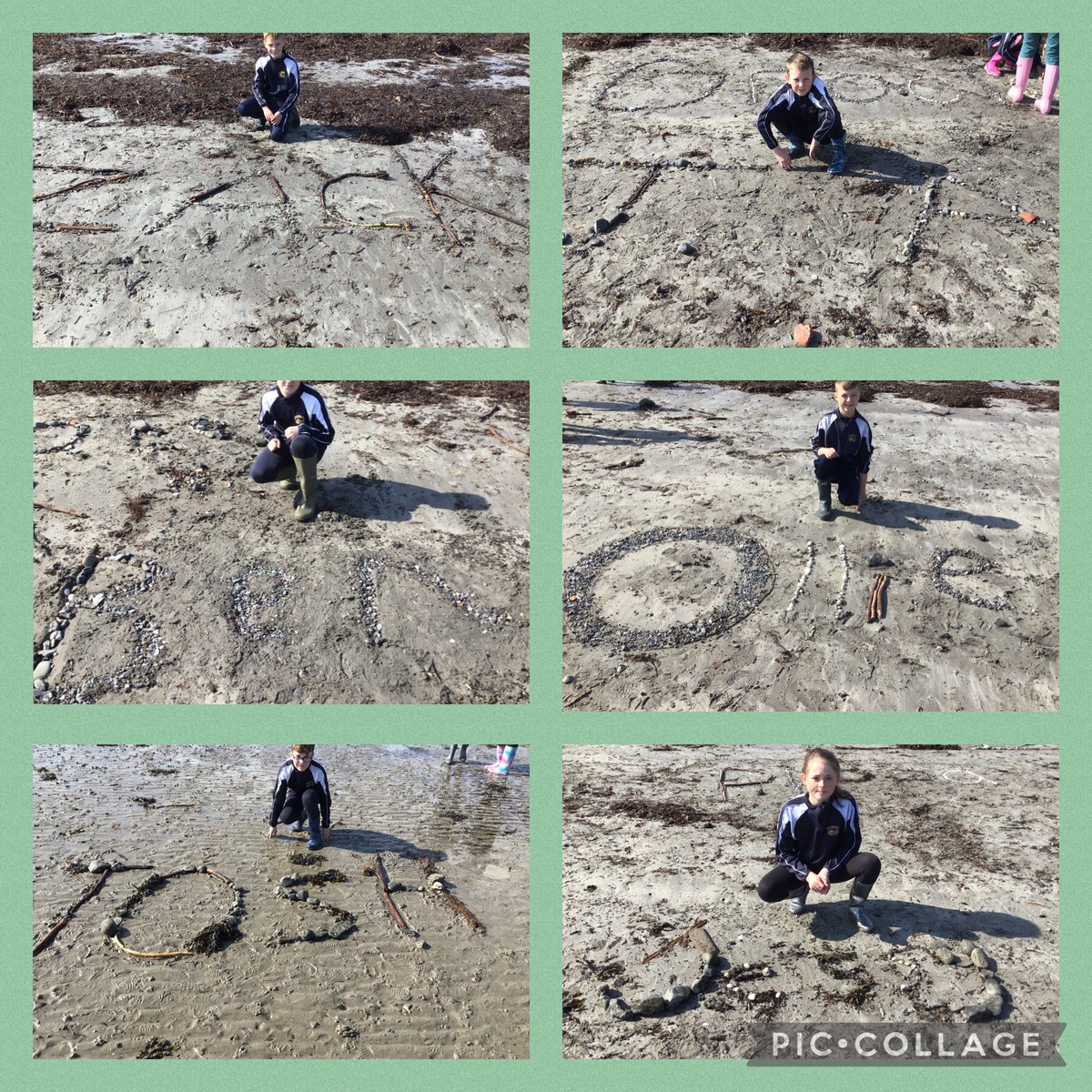 bps_p6's tweet photo. Can you find your name P6?  We’d great fun designing our names out of beach materials and big enough so that it could be seen by a plane in the sky! @beachschoolsuk @BallywalterPS #beachschool https://t.co/1jMzr88rOn