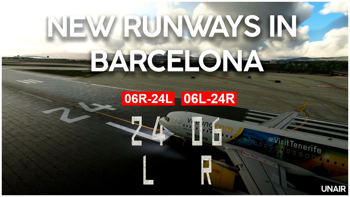 Due to the change in magnetic declination, Barcelona (LEBL) changes the designator of two of its runways to 06L/06R and 24L/24R 🛫
Today I present:  NEW RUNWAYS IN BARCELONA (LEBL) for XP and MSFS. ❤️

🔽 DOWNLOAD🔽 
MSFS: bit.ly/37Swnxb
X-Plane: bit.ly/359kUbz