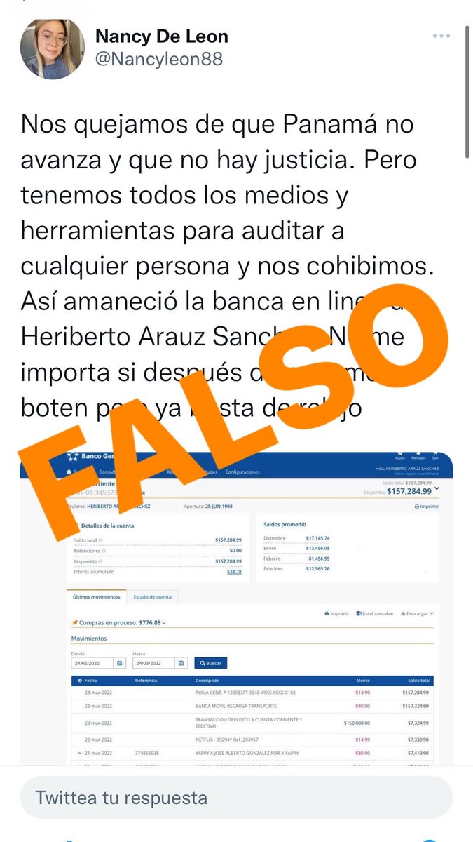 bancogeneral's tweet photo. Banco General desmiente estos tuits. Esta persona nunca ha trabajado en Banco General. Toda la información presentada es falsa.

Agradecemos no comparta información falsa. https://t.co/y4z5M83ziK