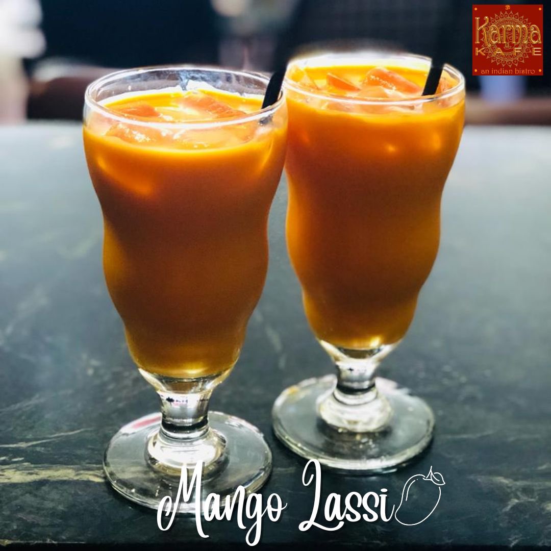 Mango Lassi!!! 
Our smooth, creamy, soothing, Mango and Yogurt smoothie. Two is always better than one!!!! 
🍹🍹🥭🥭

For Reservations: 201.610.0900

#KarmaKafe #mangolassi #Hoboken #IndianFood