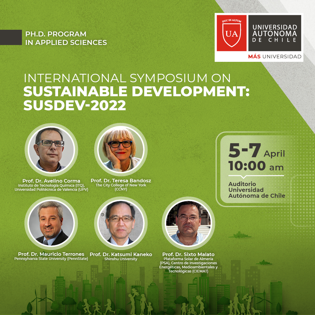 autonomadechile's tweet photo. 📢Te invitamos al Simposio Internacional sobre Desarrollo Sostenible #SUSDEV2022 que abordará el aporte de la ciencia al desarrollo de la industria. ¡No te lo pierdas! 🔗https://t.co/aVCymNTWJo
🗓5, 6 y 7 de abril - 10:00 hrs.
📍Sede Santiago - 💻Transmisión online. https://t.co/IDqNDmPukh