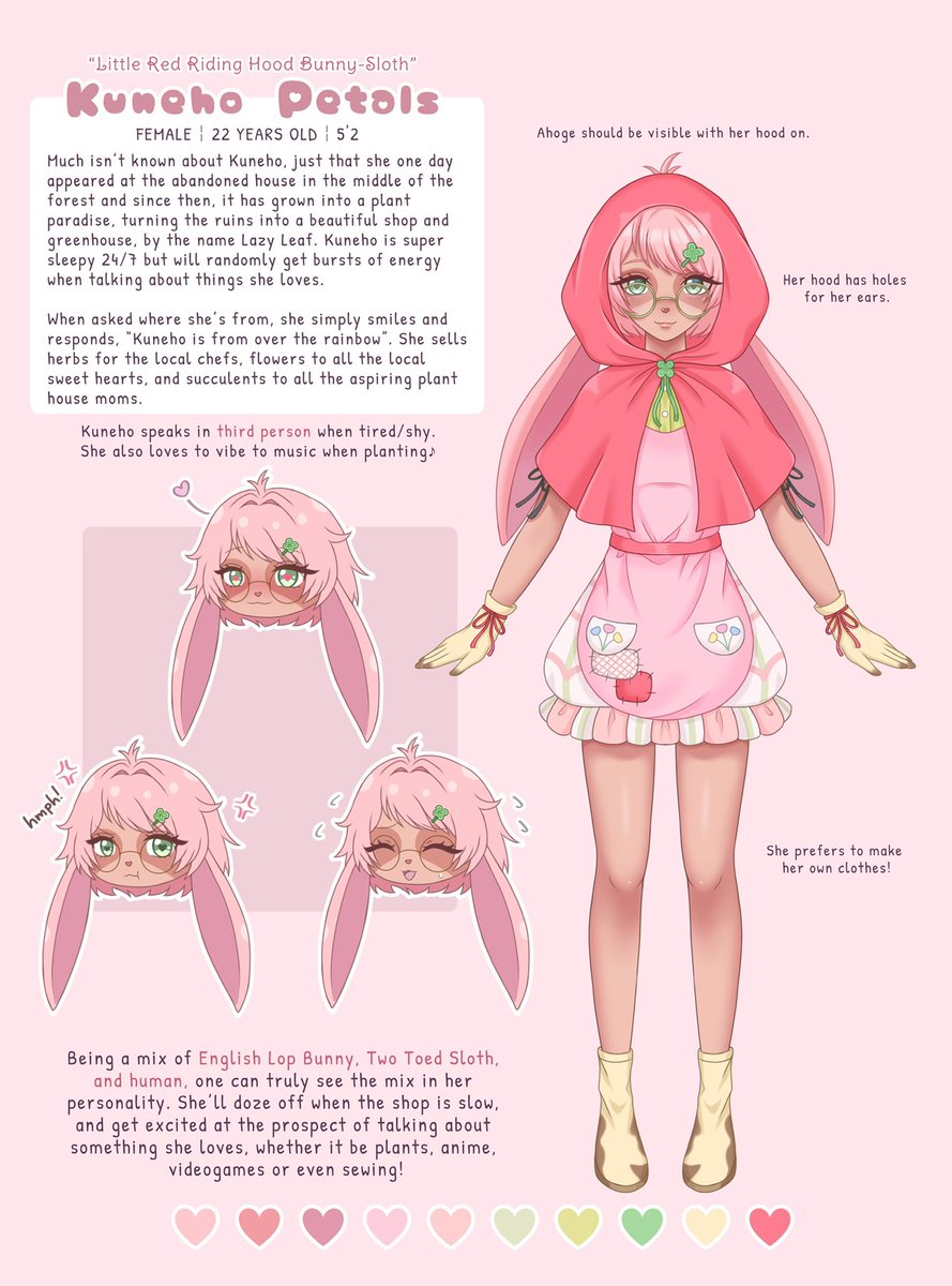 kunehomiso's tweet photo. taking a walk in the forest? you might stumble upon a cute plant shop owned by a red hooded bun-sloth named Kuneho! come into the Lazy Leaf and watch games, coziness, and some simping!🌷🪴🐇🦥 #kuneArt #ENVtuber #VTuberUprising 

reference sheet; @rukalpaca https://t.co/7OJIiZOCyD