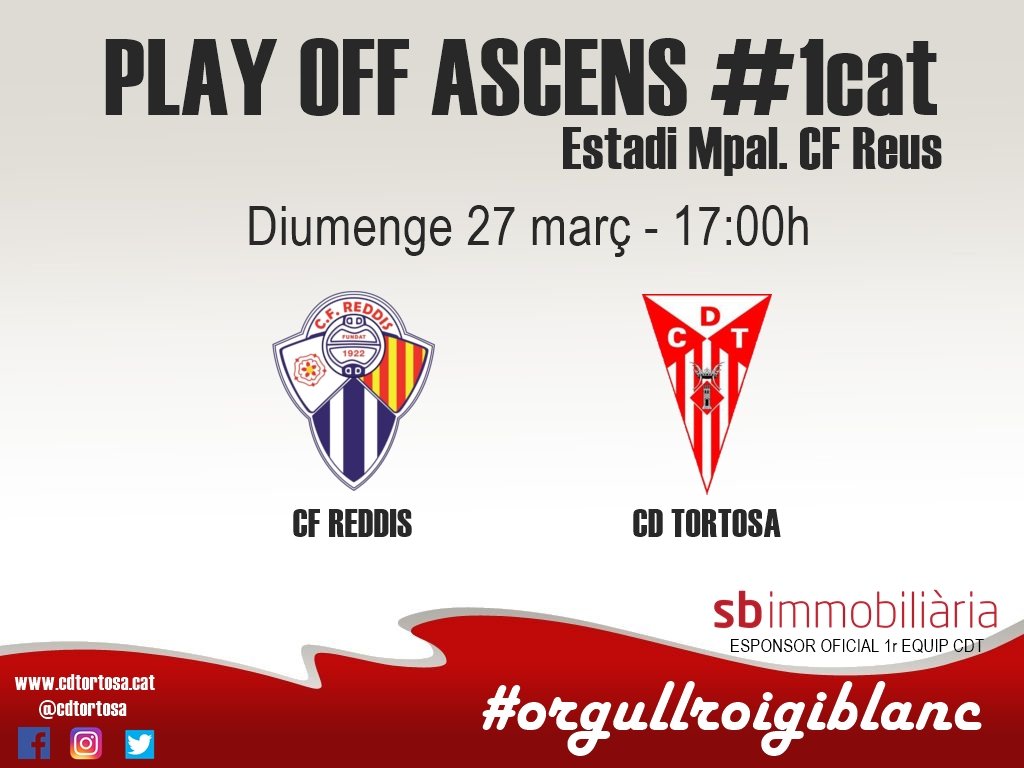 cdtortosa's tweet photo. ⚽️ Comença el Play Off ďascens a #1cat
L'equip es deplaçara fins a Reus per disputar la 1a jornada contra el @cfreddis
SOM-HI TORTOSA !!! 💪🏻🔴⚪
#2cat8b #PlayOff #Ascens #FutbolCat #GolCat #Tortosa #BaixEbre #TerresdelEbre https://t.co/j7ziC944Xk
