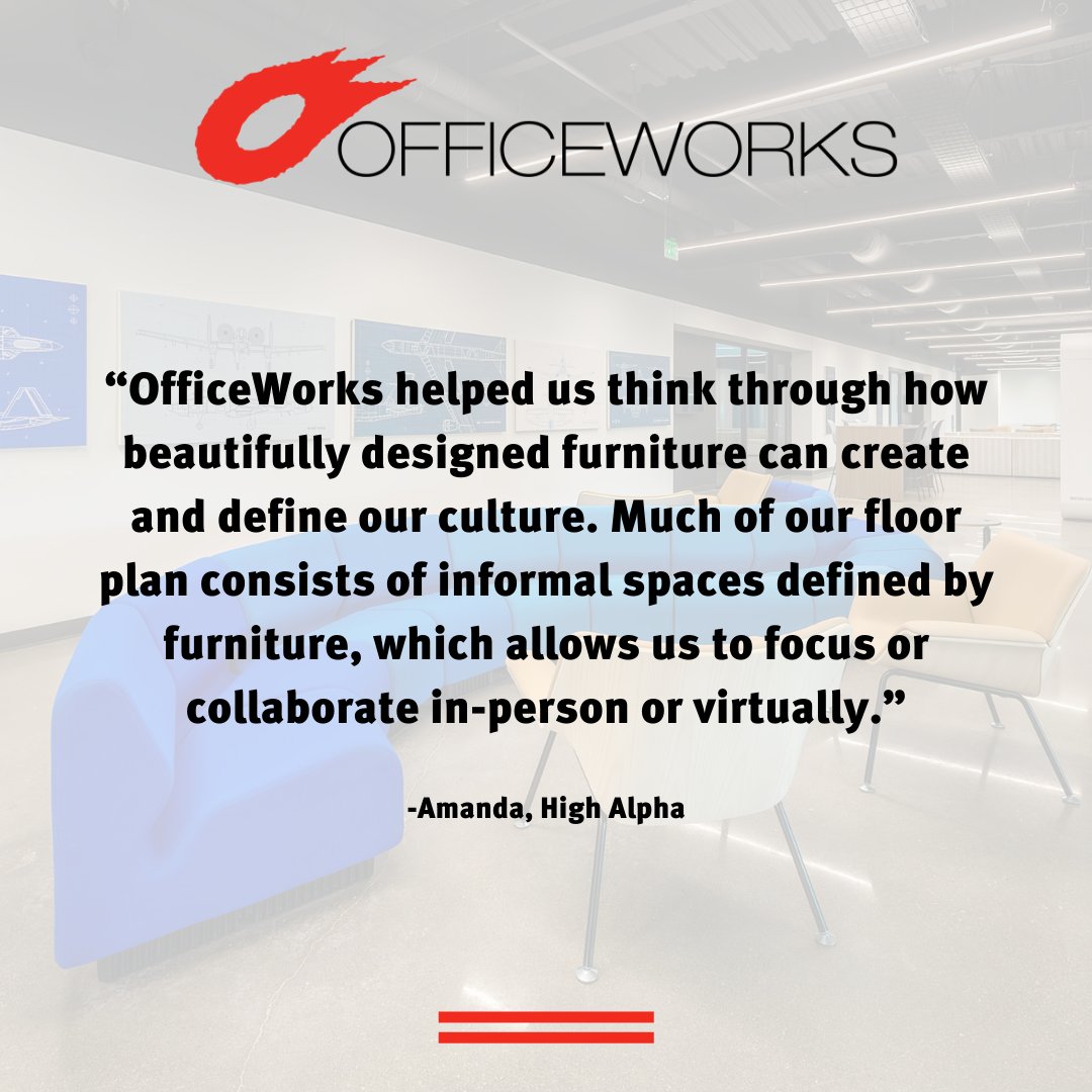 OfficeWorksIndy's tweet image. Ideal solutions depend on your vision, goals, brand, culture, and operations. At OfficeWorks, we focus on asking the right questions to discover what works best for your organization. #OfficeWorks #HighAlpha
