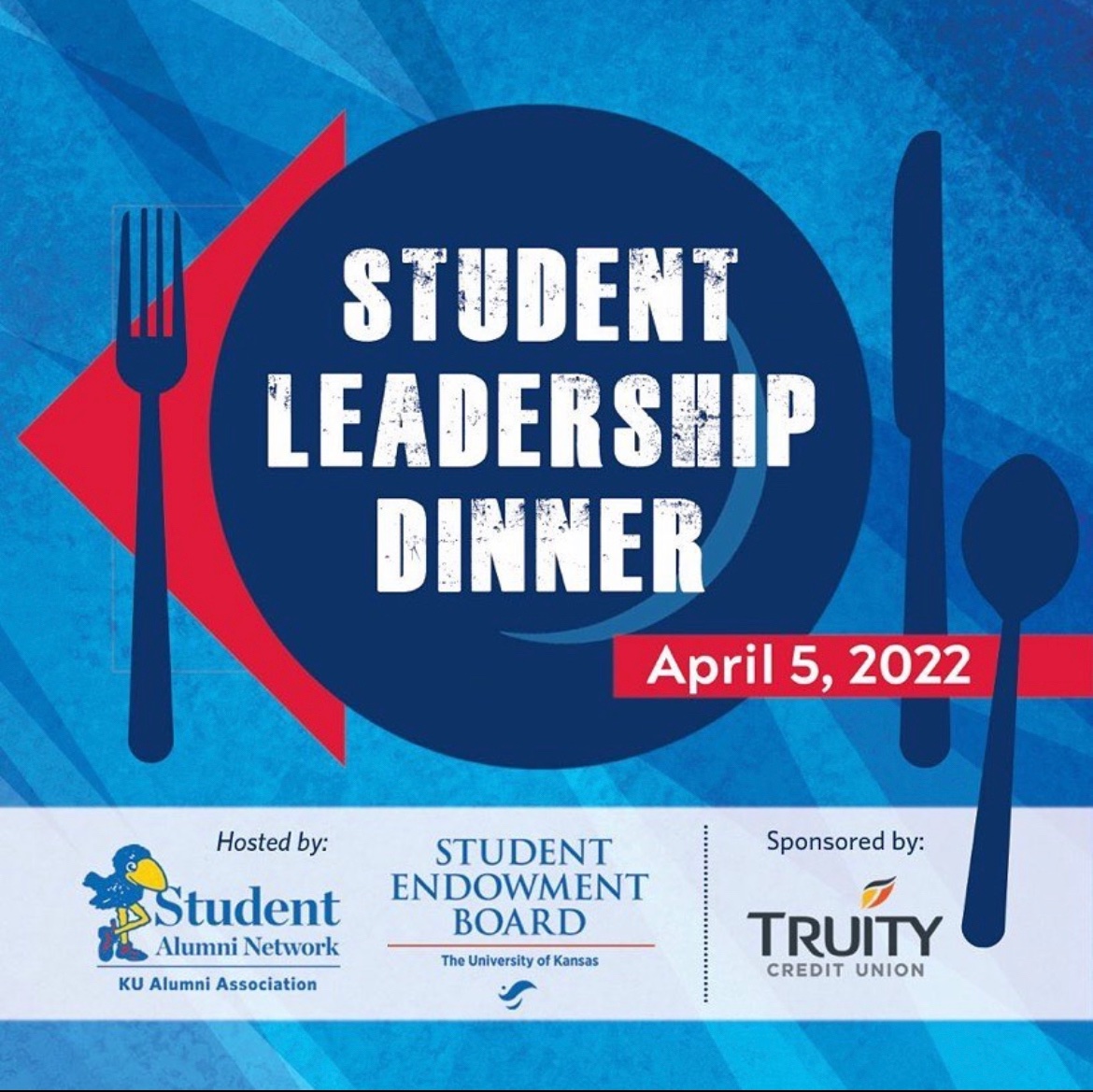 KU Student Endowment Board
would like to invite you to attend the Student
Leadership Dinner on Tuesday, April 5, 2022! Register by tomorrow for free food and to meet other student leaders! securelb.imodules.com/s/1312/lg21/fo…