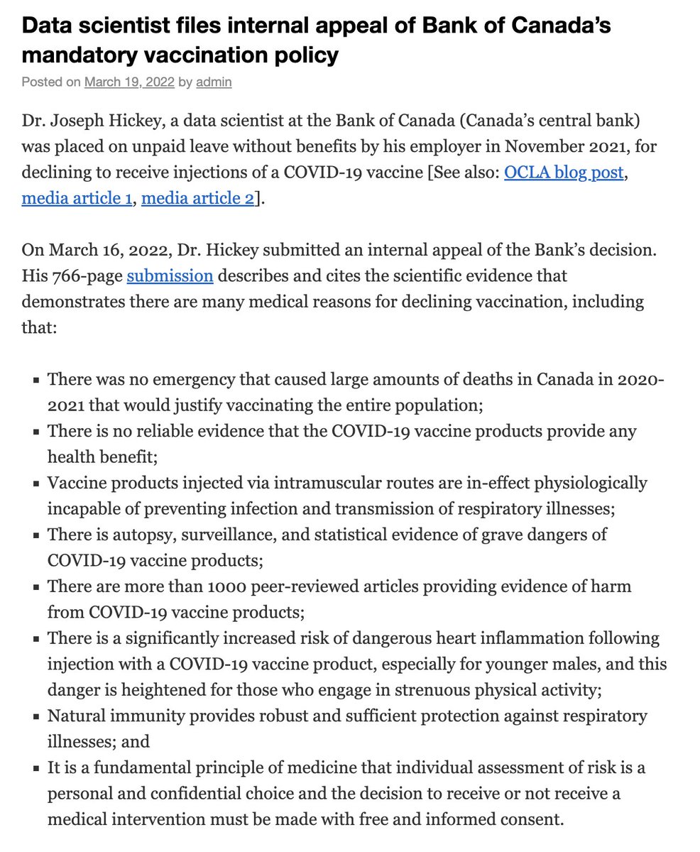 Vax mandates: I filed this 766-page appeal in March 2022
It was rejected by an anonymous MD evaluator, and I appealed that too
I didn't get my job back, but did win a settlement, and now I'm doing truly independent scientific research on "COVID" and more
Follow for updates! 🙂 https://t.co/fGmudMYEsE