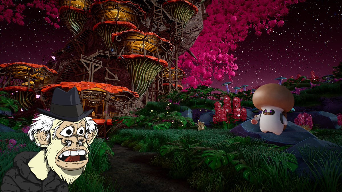 DigitalM_M's tweet photo. During Grandpa's morning walk I stumbled and bumped my head, upon waking up this #GACC found himself in a Magical land where I was met by a @PhunkyFungi who generously offered to nurse me back to health. I Have a new forever friend but still cant get home. #NFTs #PhunkyFungi #NFT https://t.co/cCr0vLi2KJ