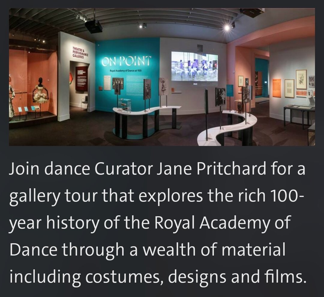 From Tuesday 26th April to Saturday, 30 April join our Dance Curator Jane Pritchard for a tour of our current display On Point: Royal Academy of Dance at 100 vam.ac.uk/event/bABDvJab…