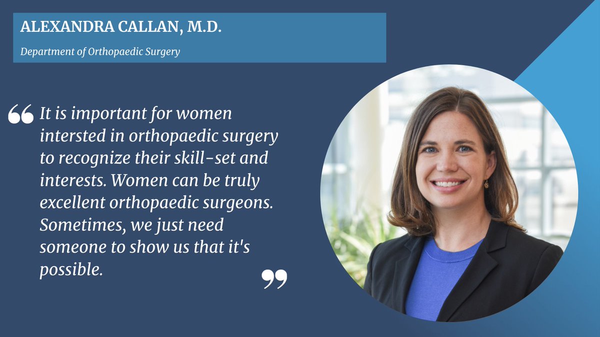 utswortho's tweet photo. Alexandra Callan, M.D., believes that diversity in orthopaedic surgery increases collaboration to generate creative solutions in the clinic and in the operating room. #WomensHistoryMonth https://t.co/wXIqBC5Z5H