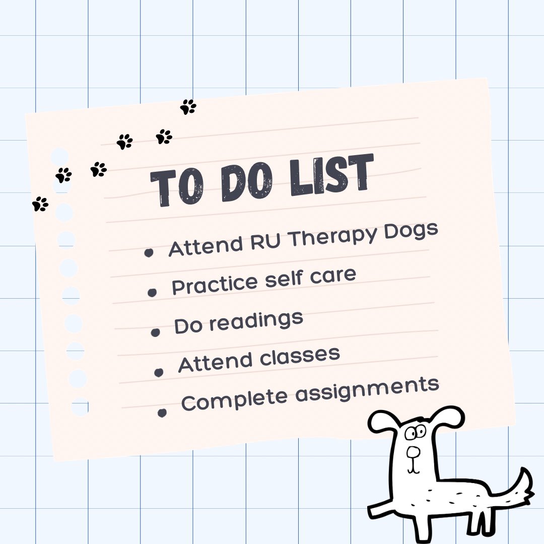 Here is your weekly to do list from RU Therapy Dogs! Be sure to join us for our second last session of the year next week Tuesday March 29th @ 12pm-12:30pm. Zoom link in bio 🐶.