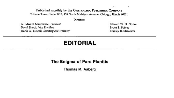 DrAlfredoAdan's tweet photo. Año 1987 American Journal of Ophthalmology. The enigma of #parsplanitis https://t.co/1pACDs2081
