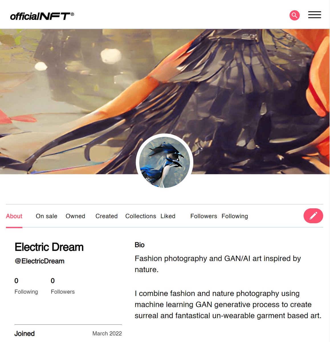 ElectricDream3's tweet photo. Just created my profile on @0fficialnft! LFG!!
https://t.co/yEWujEla20
#PolygonNFT #GANart #FashionNFTs https://t.co/DhLog6pUdU