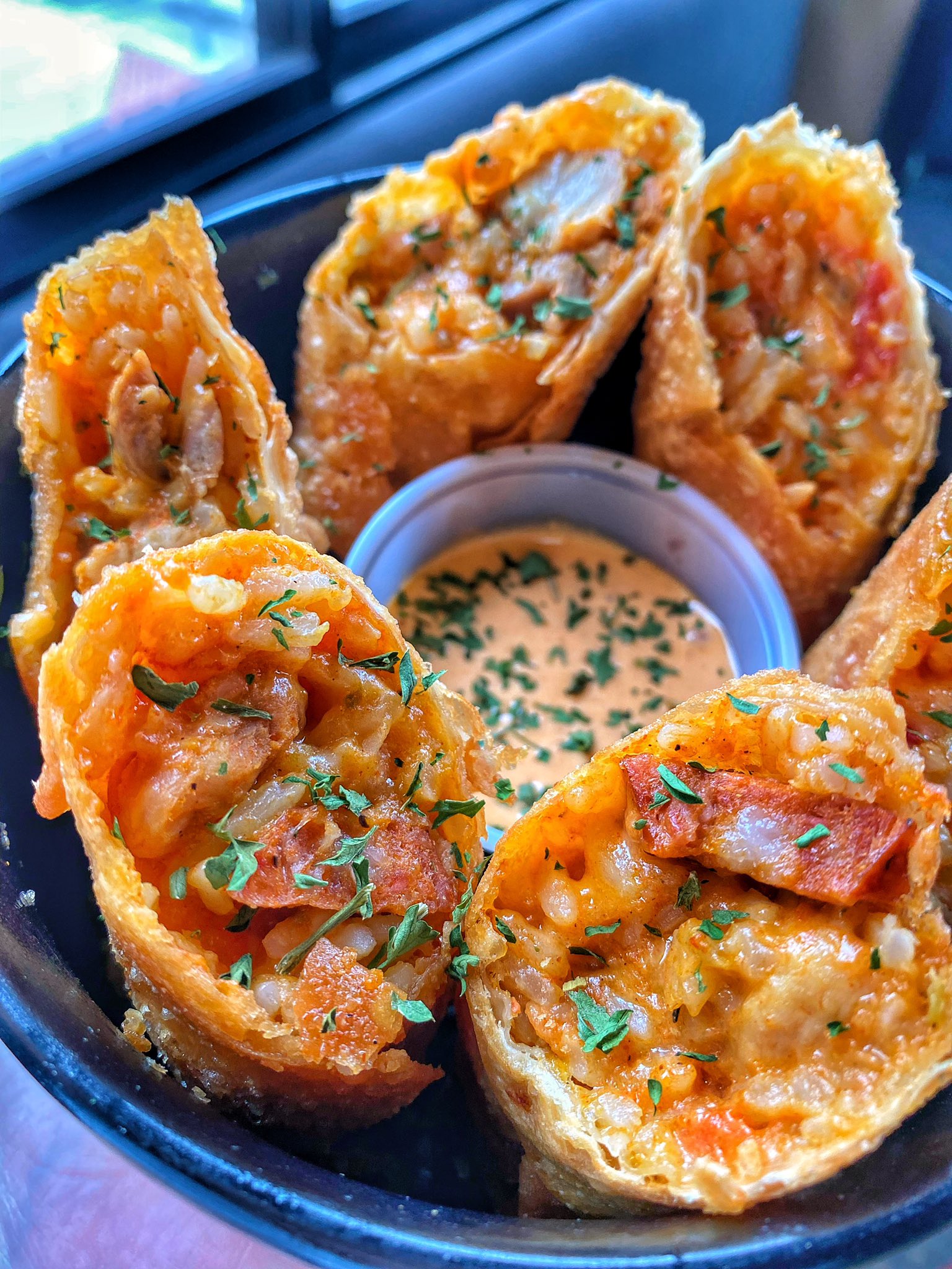 Tasty Tails on Twitter "💯 Our Jambalaya Egg Rolls are full of seasoned