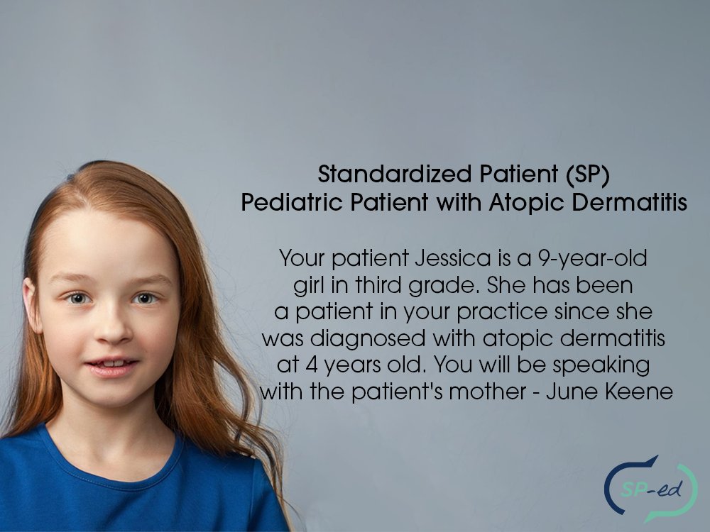 RealCME's tweet image. Standardized Patient (SP) Pediatric Patient with Atopic Dermatitis

Complete an SP session and you will receive a $25 gift card emailed with a feedback form along with your scorecard after the session

horizoncme.sp-ed.com

#cmechat #MedEd #MedicalEducation #dermatology